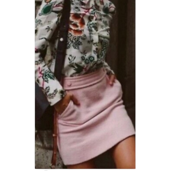 Tory Burch Celeste Wool Mini Skirt in Coastal Pink - Picture 1 of 10
